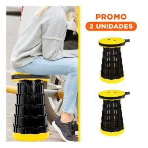 Pack2 Silla Compacta Portatil con Doble Seguro para Hogar y Exterior Tapa Amarillo Centro Negro