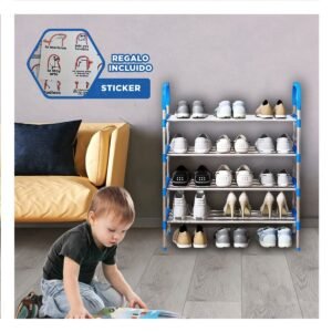 Zapatera Vertical 4 Niveles Versatil y Resistente y Facil de Guardar Celeste Y+Regalo Sticker
