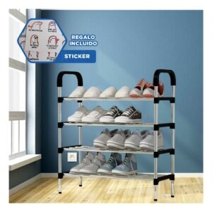 Zapatera Vertical 4 Niveles Versatil y Resistente y Facil de Guardar Negro Y+Regalo Sticker
