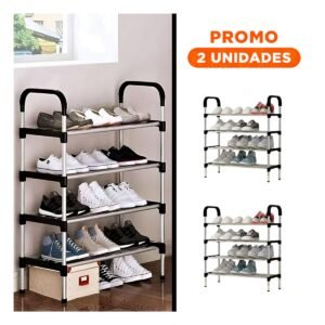Pack2 Soporte Vertical 4 Niveles para Zapatos Ligero y Practico Negro