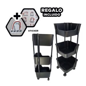Mueble con ruedas 3 niveles Blanco para cocina hogar y orden funcional Y+Regalo Sticker
