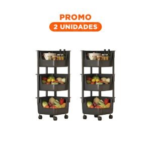 Pack2 Carrito con ruedas 3 niveles Blanco para cocina hogar y organizacion versatil