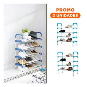 Pack2 Soporte Vertical 4 Niveles para Zapatos Ligero y Practico Celeste