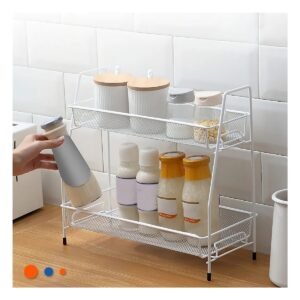 Estante de 2 Niveles Multiuso Resistente y Practico para Hogar y Exteriores Blanco