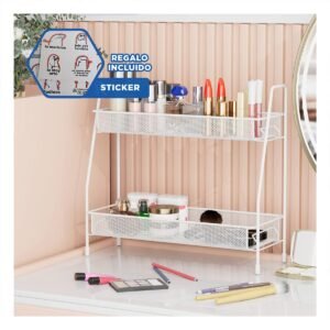 Estante de 2 Niveles Multiuso Versatil y Ligero y Practico Blanco Y+Regalo Sticker