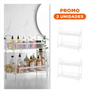 Pack2 Soporte de 2 Niveles Multiuso Ligero y Practico y Comodo para Casa Blanco