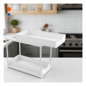 Organizador 2 Niveles con 2 Cajones Deslizables Practico para Hogar Blanco