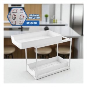 Organizador 2 Niveles con 2 Cajones Deslizables Resistente y Ligero Blanco Y+Regalo Sticker