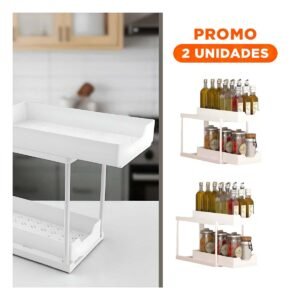 Pack2 Gavetero 2 Niveles con 2 Cajones Deslizables Practico para Hogar Blanco