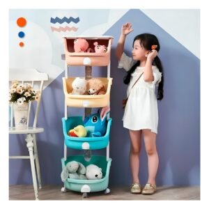 Juguetero Circular Infantil 4 Niveles Multicolor Verde Celeste Amarillo y Naranja