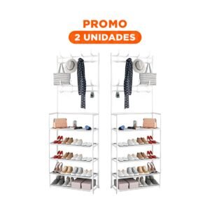 Pack2 Accesorio Colgante para Calzado y Percheros Facil de Usar 5 Niveles Blanco
