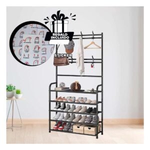 Zapatera Organizadora Resistente y Funcional 5 Niveles Negro Y+Regalo Sticker