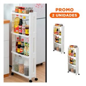 Pack2 Modulo Lateral De Almacenamiento De 4 Niveles Blanco Plastico Perforado