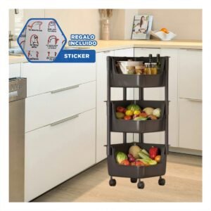 Organizador Cuadrado de 3 Niveles con Ruedas Uso Diario en Casa Y+Regalo Sticker