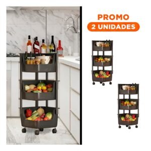 Pack2 Modulo Cuadrado de 3 Niveles con Ruedas Color Negro para Casa Segura