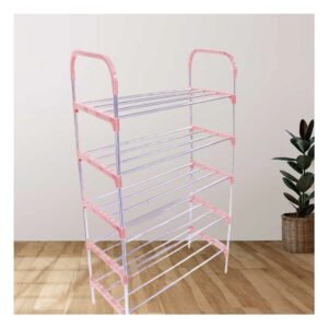 Zapatera Vertical 5 Niveles Ligera y Practica y Facil de Usar en Casa Rosado