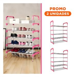 Pack2 Soporte Vertical 5 Niveles para Zapatos Ligero y Practico Rosado