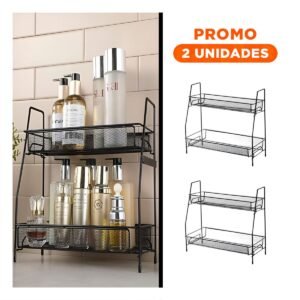Pack2 Modulo 2 Niveles Multiuso Compacto y Practico para Hogar Seguro Negro