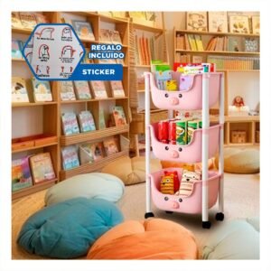 Organizador Kawaii 3 Niveles Estructura Resistente con Chancho Rosado Y+Regalo Sticker