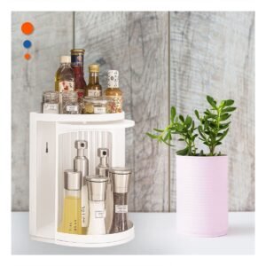 Esquinero Acrilico Base Giratoria Diseno Compacto y Funcional para Casa Blanco