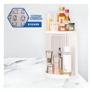 Esquinero Acrilico Base Giratoria Organizador Versatil para Espacios Blanco Y+Regalo Sticker