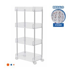 Carrito Lateral 4 Niveles con 4 Ruedas Organizador Versatil Acrilico Y+Regalo Sticker