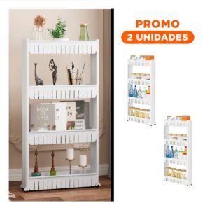 Pack2 Modulo Lateral Delgado De 4 Niveles con Orificios Blanco Plastico