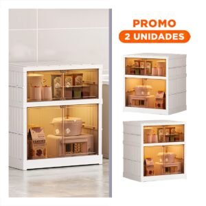 Pack2 Mueble Plegable 2 Niveles de Tonalidad Blanco con Puertas para su Sala Real