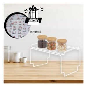 Estante Organizador Apilable Color Blanco de Material Fuerte en su Hogar Y+Regalo Sticker