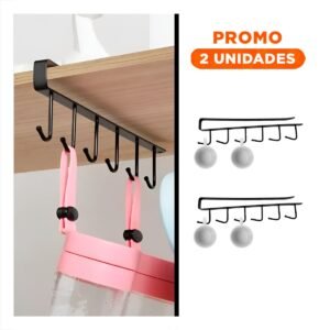 Pack2 Organizador de Tazas 6x1 Color Negro con mucha Capacidad en su Cocina Real