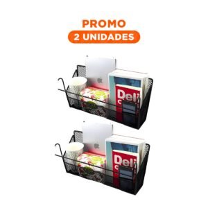 Pack2 Organizador de Malla 26x8x13 cm de Negro con mucha Capacidad en su Sala