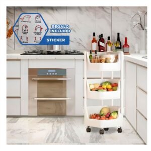Organizador Multiuso Cuadrado con Canastillas y Ruedas para Hogar en Blanco Y+Regalo Sticker