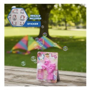 Emisor de Burbujas de Unicornio para Momentos de Diversion Infantil Y+Regalo Sticker