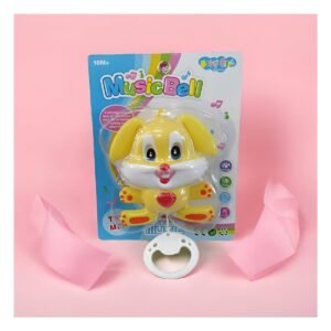 Sonaja Musical de Conejo Amarillo a Cuerda para Colgar en Cuna Infantil