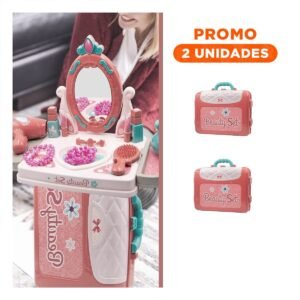 Pack2 Coleccion Tocador de Maquillaje 3 en 1 para Juego Creativo Infantil