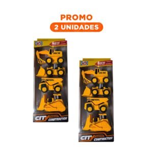 Pack2 Kit de 4 Vehiculos de Construccion Amarillos para Juego Imaginativo