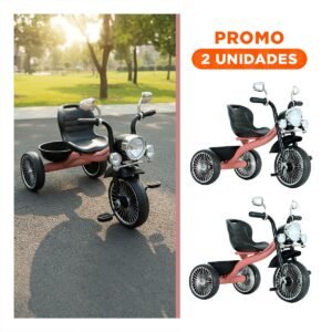 Pack2 Biciclo Infantil Rosado 70x50cm con Faro frontal para Paseos Seguros