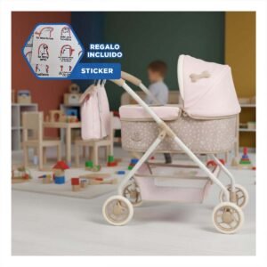 Coche Infantil Didi 3 en 1 40x80x70cm con Estructura Versatil Rosado y beige Y+Regalo Sticker
