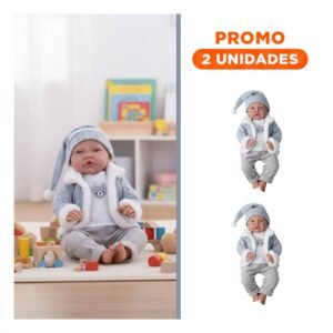 Pack2 Nena con Estilo Tierno para Juegos de Afecto con 42cm en Celeste