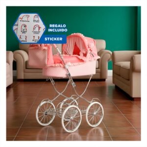 Coche de Muneca Estilo Clasico Espanol Rosado 78x41.5x95cm Uso Infantil Y+Regalo Sticker