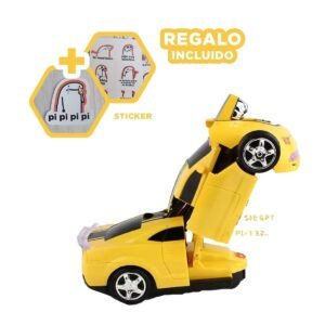Carro Robot Transformable para Juego y Accion color Amarillo Y+Regalo Sticker