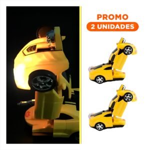 Pack2 Robot Transformable en Carro para Niños y Diversion color Amarillo