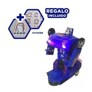 Carro Robot Transformable para Juego y Accion Color Azul Y+Regalo Sticker