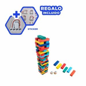 Bloques De Madera Multicolor Para Juego De Equilibrio En Casa y Hogar Y+Regalo Sticker