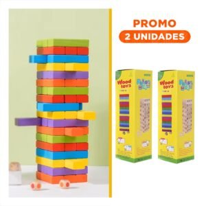 Pack2 Entretenimiento De Madera Multicolor Para Mesa Familiar y Diversion En Hogar