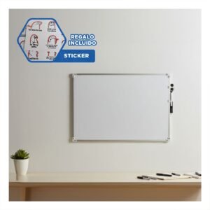 Pizarra Blanca Compacta 25x35cm con Borde Metal para Escritorio Y+Regalo Sticker