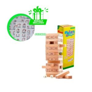 Bloques Clasicos 48 Pzas de Madera en Caja Amarilla para Uso Familiar Y+Regalo Sticker