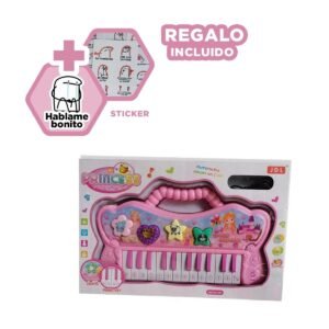 Piano Musical Rosado con Teclas y Sonidos para Actividad Y+Regalo Sticker