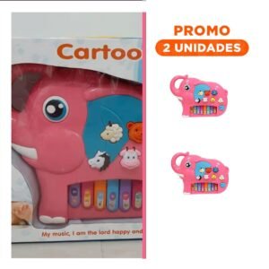 Pack2 Musical Elefante Didactico en Caja Rosado para Aprendizaje y Juego en Casa