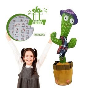Cactus que Repite lo que Hablas con Sombrero Morado para Niños Y+Regalo Sticker